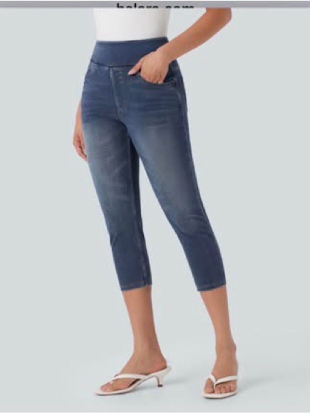 HALARA Women's High-Rise Capri Jeggings in Denim Blue